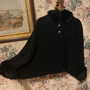 Vintage wool cloak with faux fur